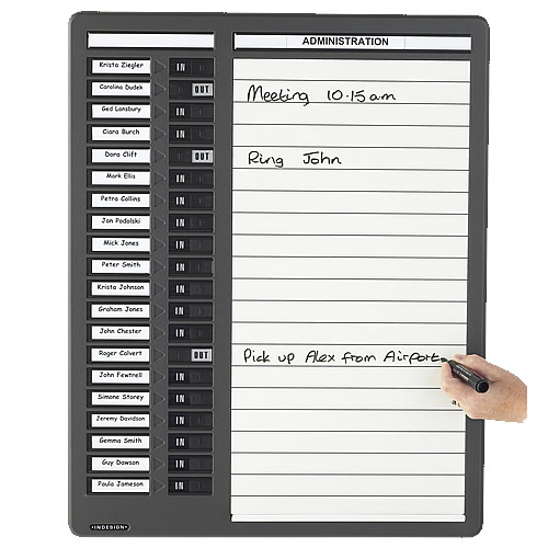 In Out Staff Boards With Dry Wipe Message Panel White Light Display